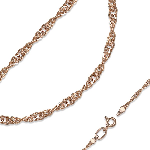 Цепь плетение сингапур ⌀ нити 0,35 мм  из красного золота