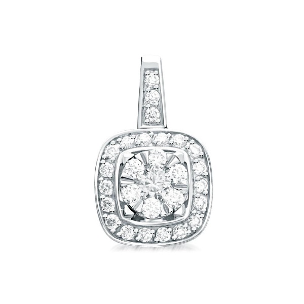 Подвеска Малинка из белого золота с 28 муассанитами