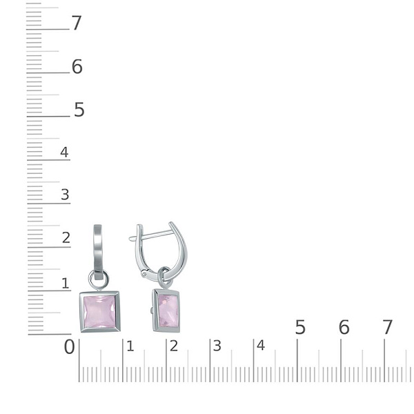 Серьги-трансформеры из белого золота с 2 кварцами