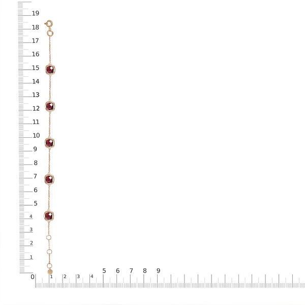 Браслет из красного золота с 5 гранатами