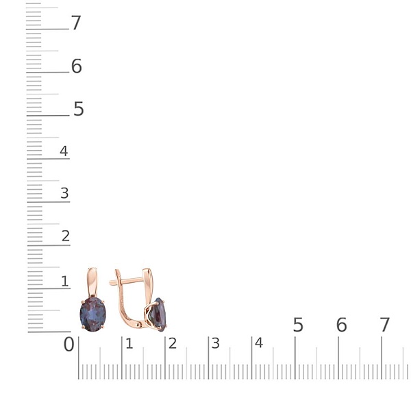 Серьги из красного золота с 2 александритами