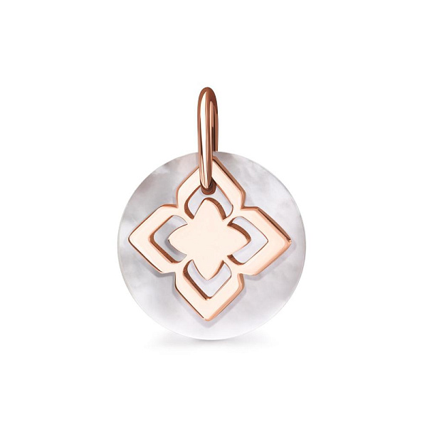 Подвеска Клевер из красного золота с перламутром