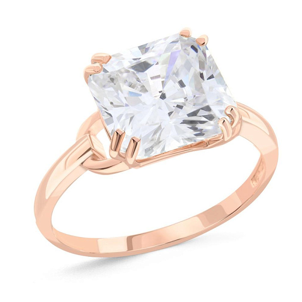 Кольцо из красного золота с фианитом