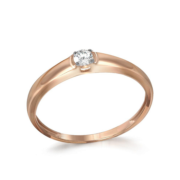 Кольцо из красного золота с фианитом