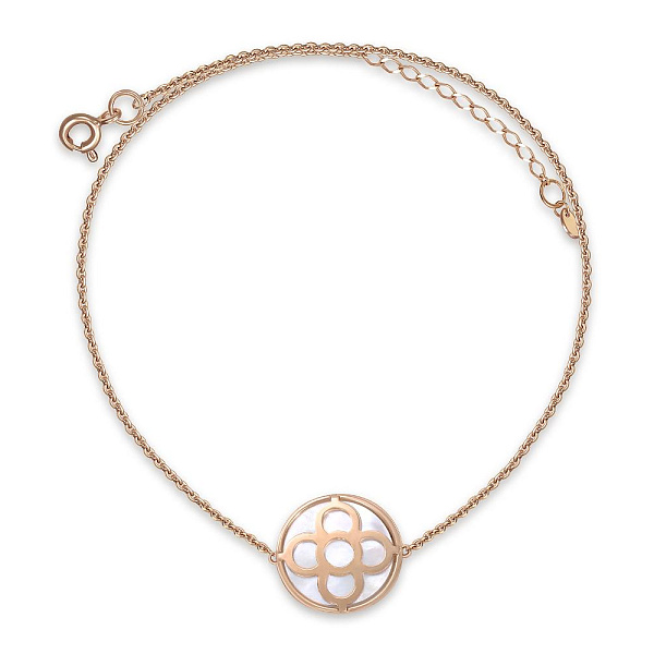 Колье Клевер из красного золота с перламутром