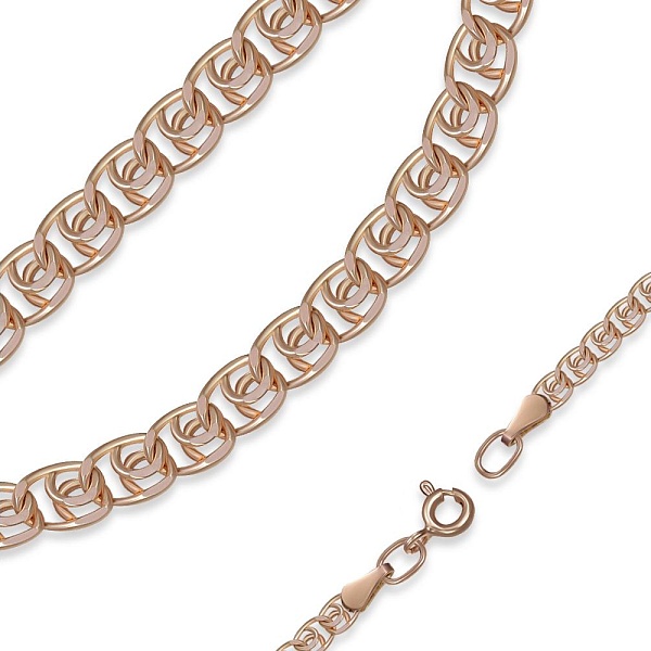 Цепь плетение лав ⌀ нити 0,60 мм  из красного золота