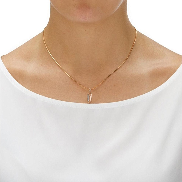 Подвеска Скрепка из красного золота с 8 бриллиантами