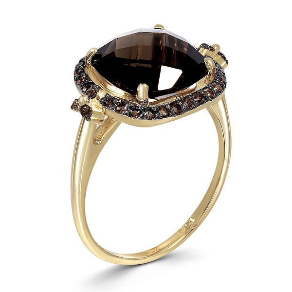 Кольцо из жёлтого золота с 35 раухтопазами