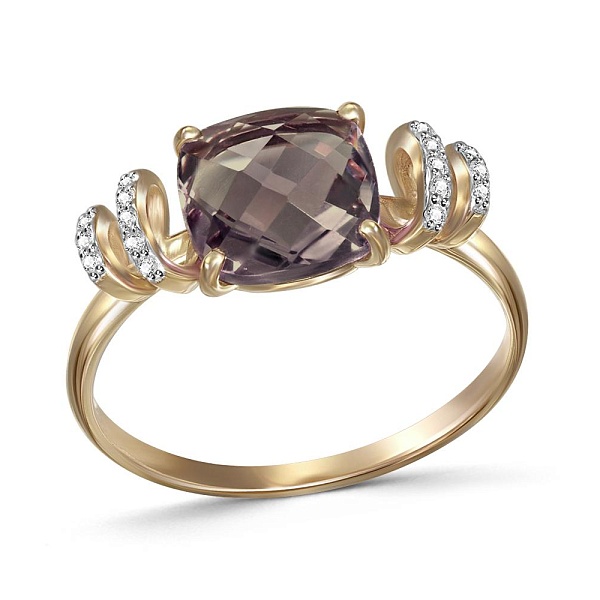 Кольцо из жёлтого золота с 17 раухтопазами