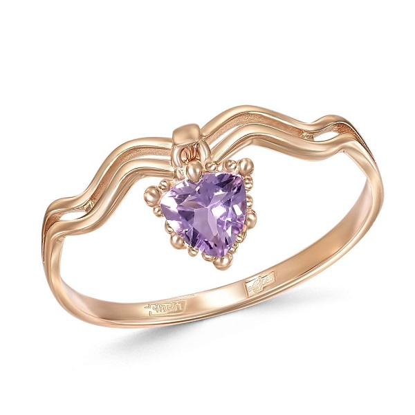 Кольцо из красного золота с аметистом