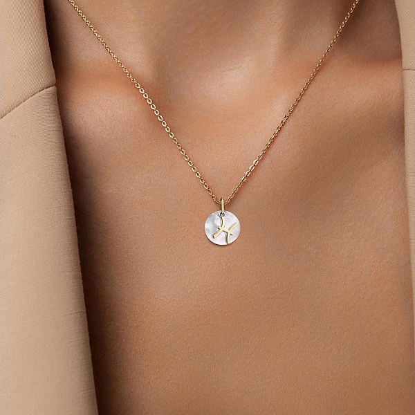 Подвеска Рыбы из жёлтого золота с перламутром