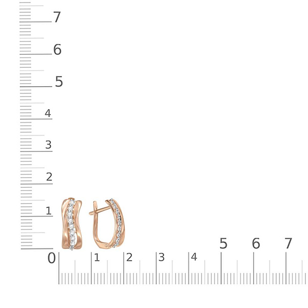Серьги из красного золота с 18 фианитами