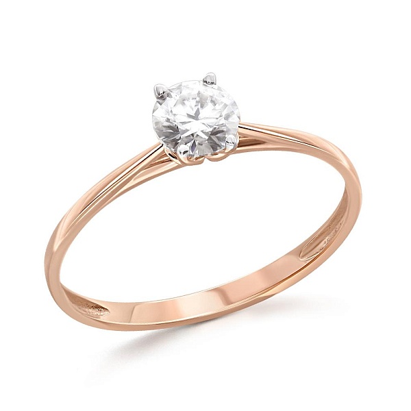 Кольцо из красного золота с муассанитом