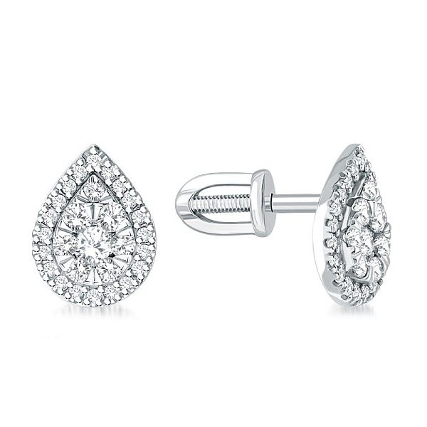 Серьги-пусеты из белого золота с 56 муассанитами