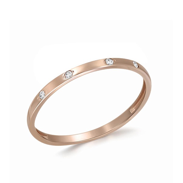 Кольцо из красного золота с 4 бриллиантами