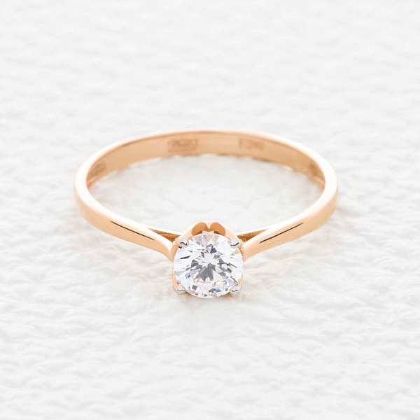 Кольцо из красного золота с кристаллом swarovski