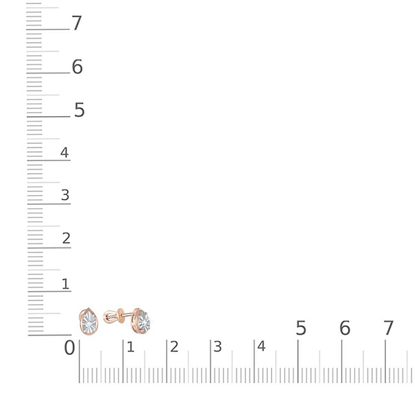 Серьги-пусеты из красного золота с 2 бриллиантами