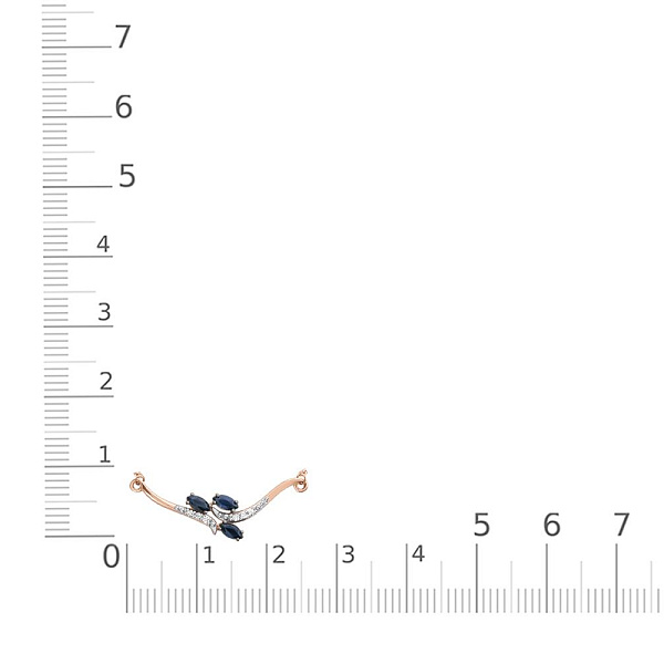 Колье Цветок из красного золота с 3 сапфирами и 6 бриллиантами