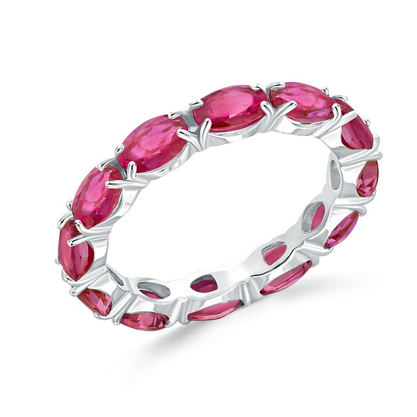 Кольцо Дорожка из белого золота с 11 рубинами