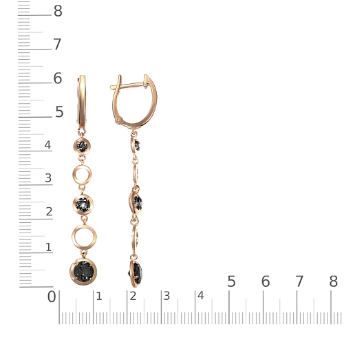 Серьги из красного золота с 6 фианитами