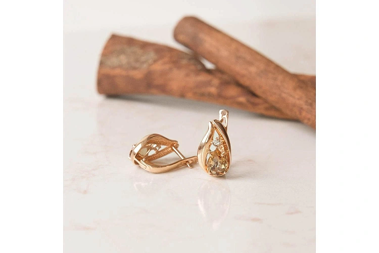 Серьги из красного золота с 4 султанитами