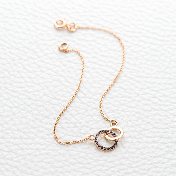 Браслет Круг из красного золота с 20 гранатами