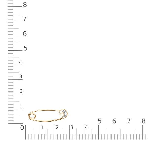Булавка из жёлтого золота с 5 фианитами
