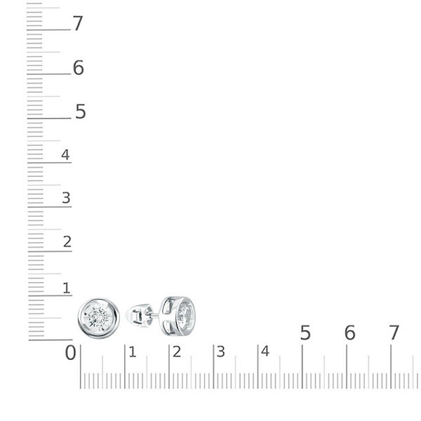 Серьги-пусеты из белого золота с 2 кристаллами swarovski