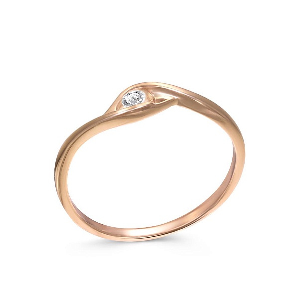 Кольцо из красного золота с бриллиантом