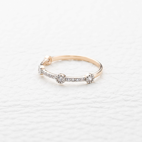 Кольцо Дорожка из красного золота с 16 фианитами