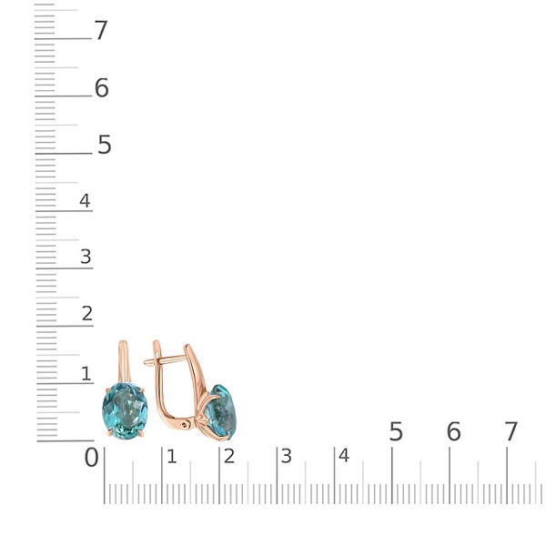 Серьги из красного золота с 2 кварцами