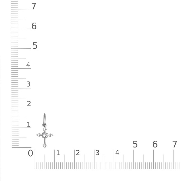 Крест из белого золота с 5 фианитами