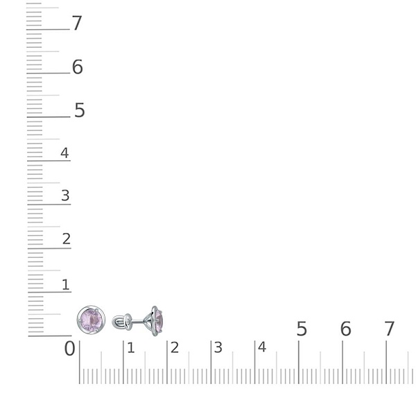 Серьги-пусеты из белого золота с 2 кварцами