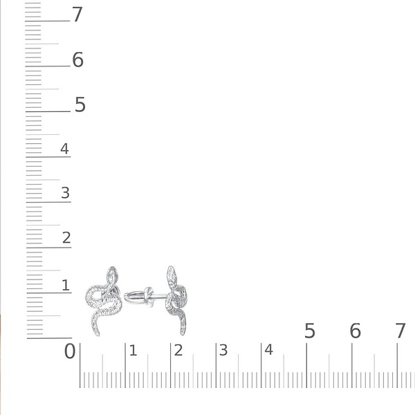 Серьги-пусеты Змеи из белого золота без вставок