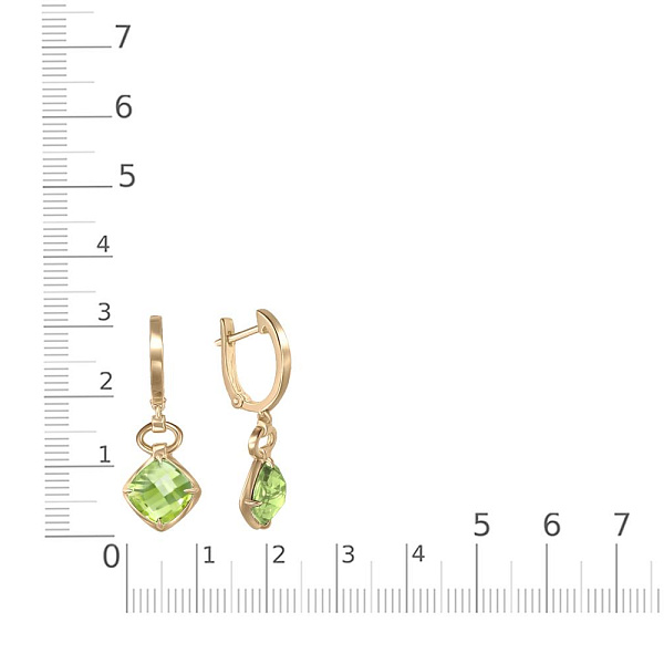 Серьги из жёлтого золота с 2 хризолитами