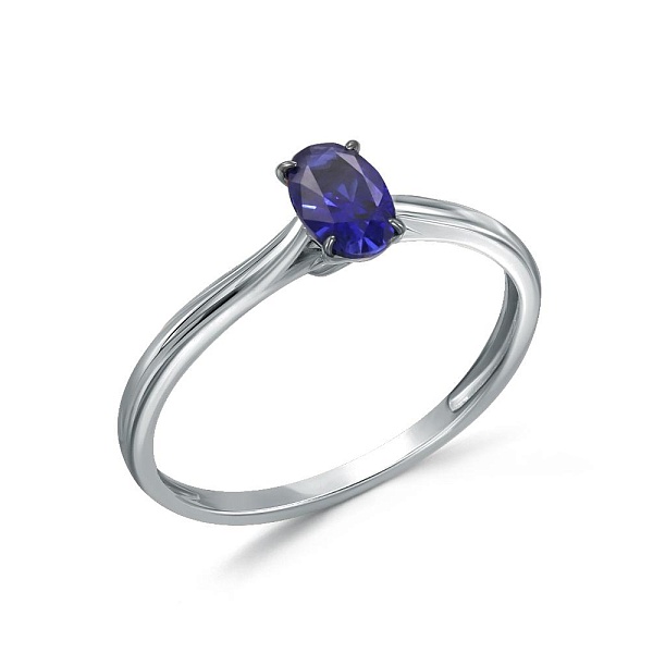 Кольцо из белого золота с корундом