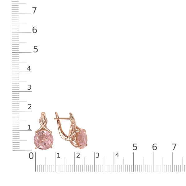 Серьги из красного золота с 2 ситаллами