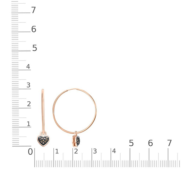 Серьги-трансформеры Сердца из красного золота с 20 бриллиантами