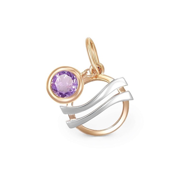Подвеска Водолей из красного золота с аметистом