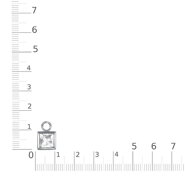 Подвеска серёг-трансформеров квадрат из белого золота с горным хрусталём