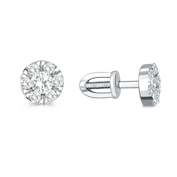 Серьги-пусеты из белого золота с 14 муассанитами