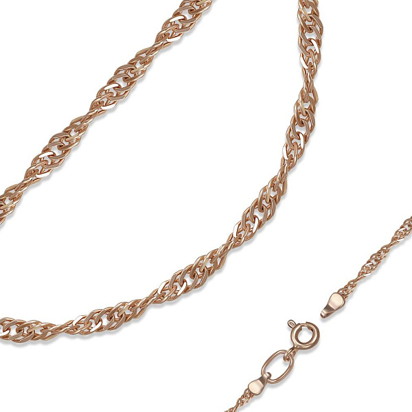 Цепь плетение сингапур ⌀ нити 0,35 мм  из красного золота