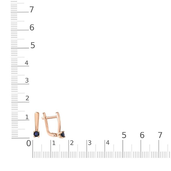 Серьги из красного золота с 2 сапфирами