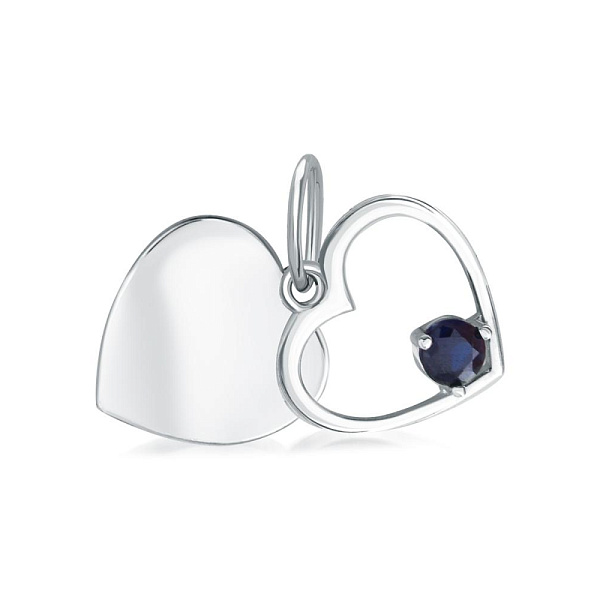 Подвеска Сердце из белого золота с сапфиром