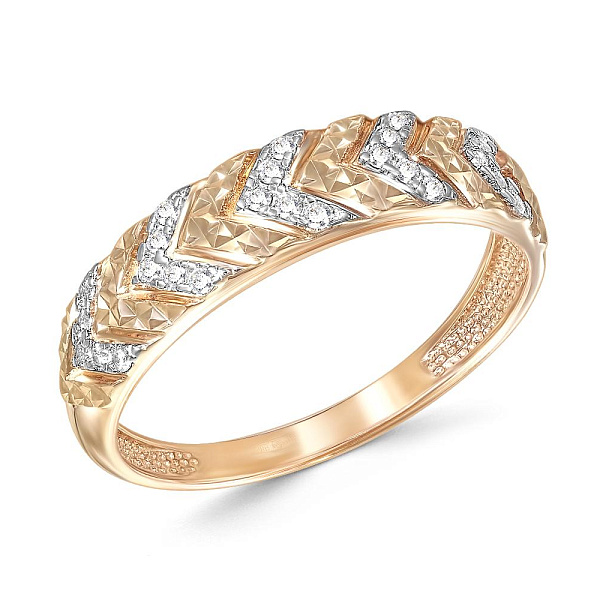 Кольцо из красного золота с 25 бриллиантами