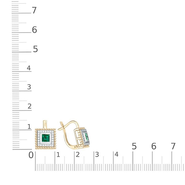 Серьги из жёлтого золота с 2 изумрудами и 48 бриллиантами