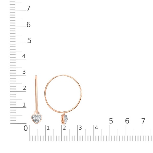 Серьги-трансформеры Сердца из красного золота с 20 бриллиантами