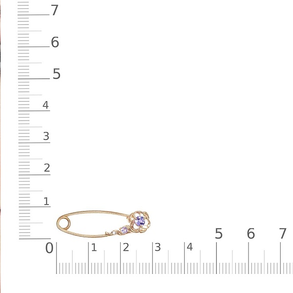 Булавка Цветок из красного золота с 2 танзанитами и бриллиантом