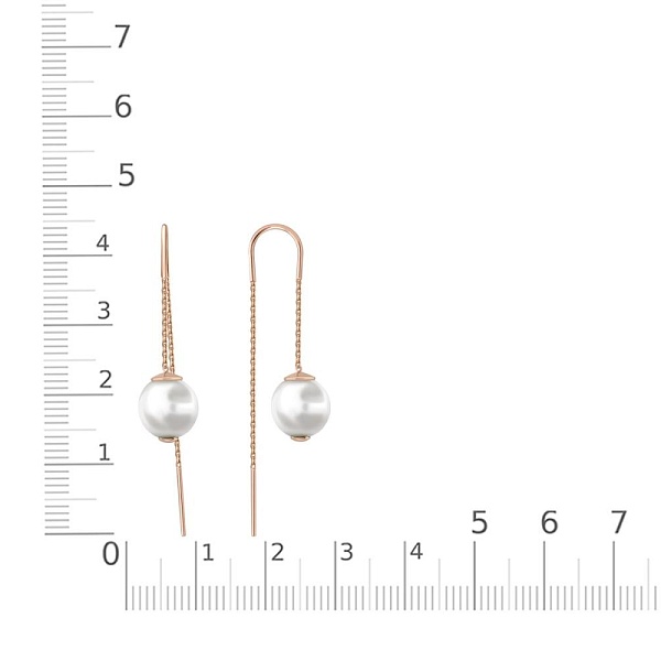 Серьги-продёвки из красного золота с 2 жемчужинами