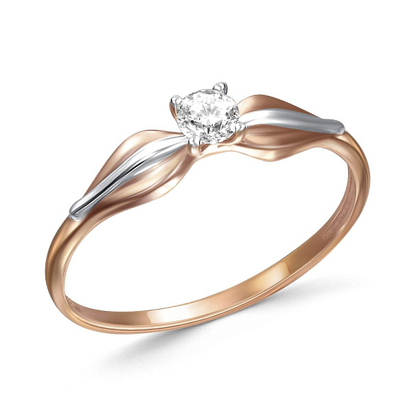 Кольцо из красного золота с фианитом